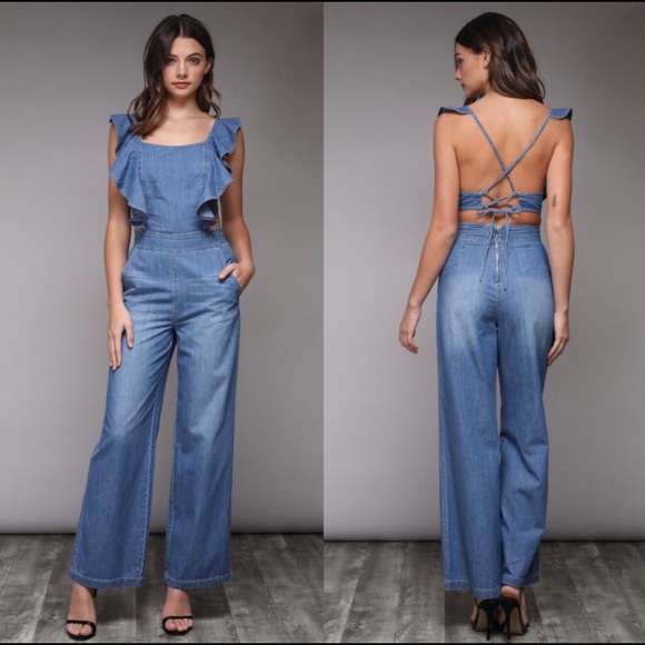 ELIZA Ruffle Lace Up Jumpsuit - Picture 4 of 6